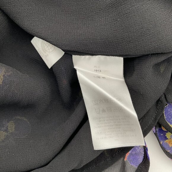 Ganni Floral Long Blouson Sleeve Floral Pansy Georgette Mini Dress 8-10 - Picture 7 of 9